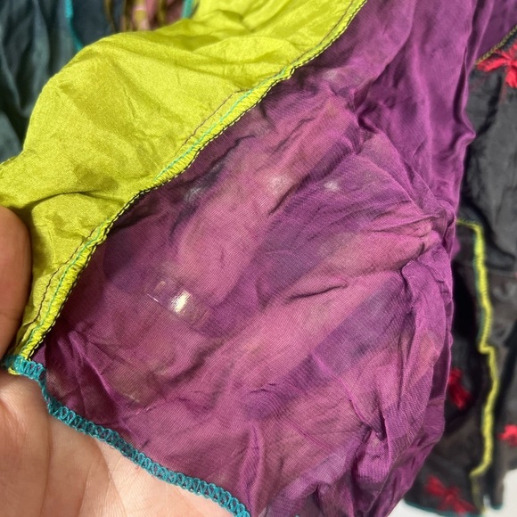 Skramble Colorblock Hippie Printed Kimono Tie Front One Size - Picture 5 of 8